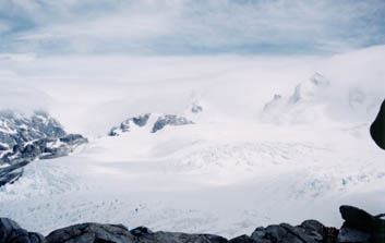 View from rock camp I to glacier